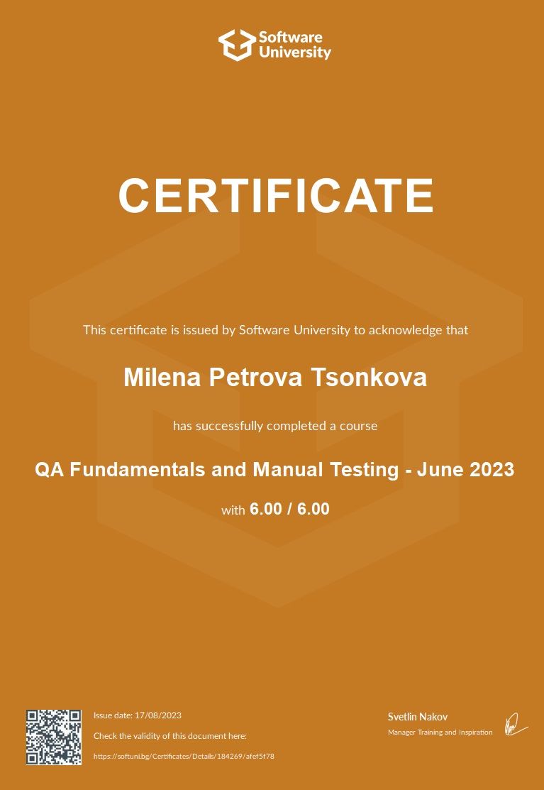 qa fundamentals and manual testing soft uni